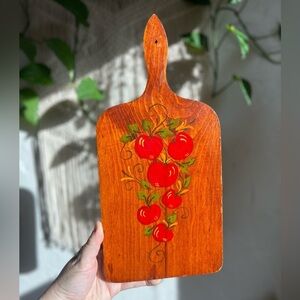 Vintage Hand-Painted Wooden Cutting Board – Apples – Farmhouse Decor Cottagecore